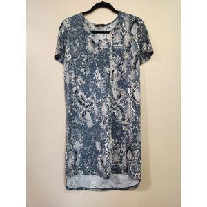 Christian‎ Siriano Dress Women's Size S Blue Gray Snake Boho Print Stretch Tunic